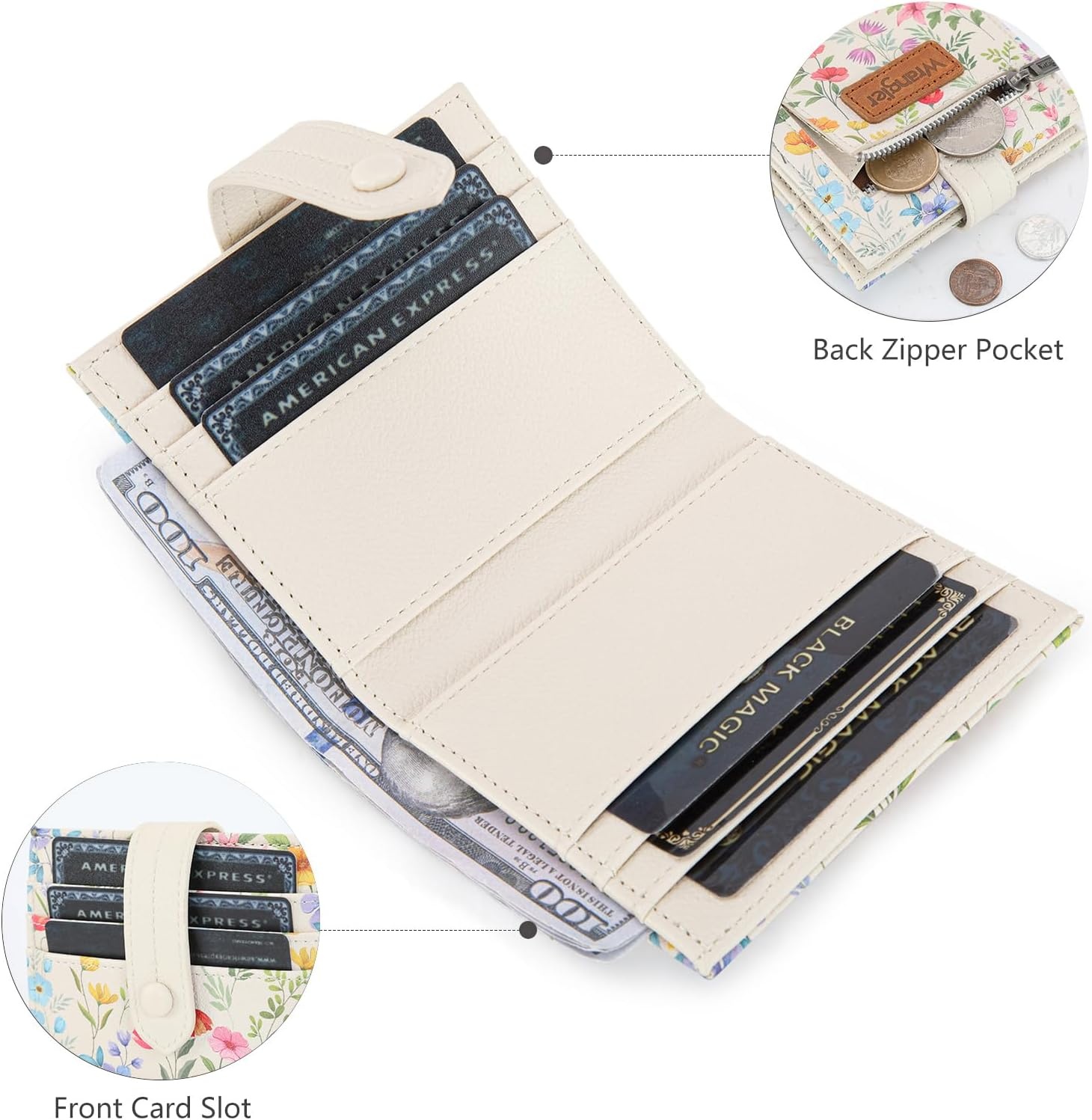 imageMontana West X Wrangler Wallet Small Womens Girls Flower Bifold Card Wallet With RFID Lining and Zipper Coin Pocket WG216W065DPPBlooming Journey