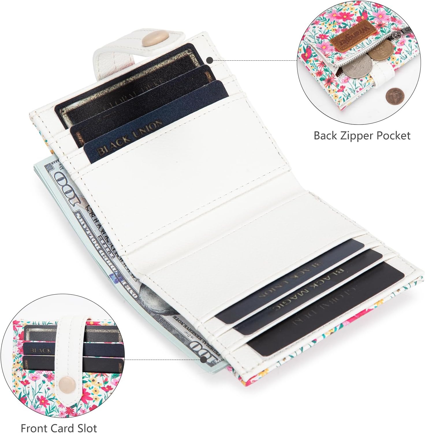 imageMontana West X Wrangler Wallet Small Womens Girls Flower Bifold Card Wallet With RFID Lining and Zipper Coin Pocket WG216W065DPPBlush Meadow Burst