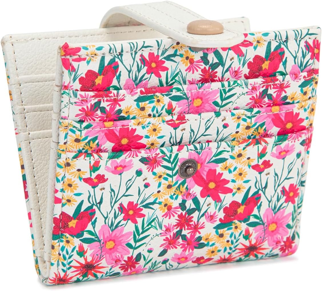 imageMontana West X Wrangler Wallet Small Womens Girls Flower Bifold Card Wallet With RFID Lining and Zipper Coin Pocket WG216W065DPPBlush Meadow Burst
