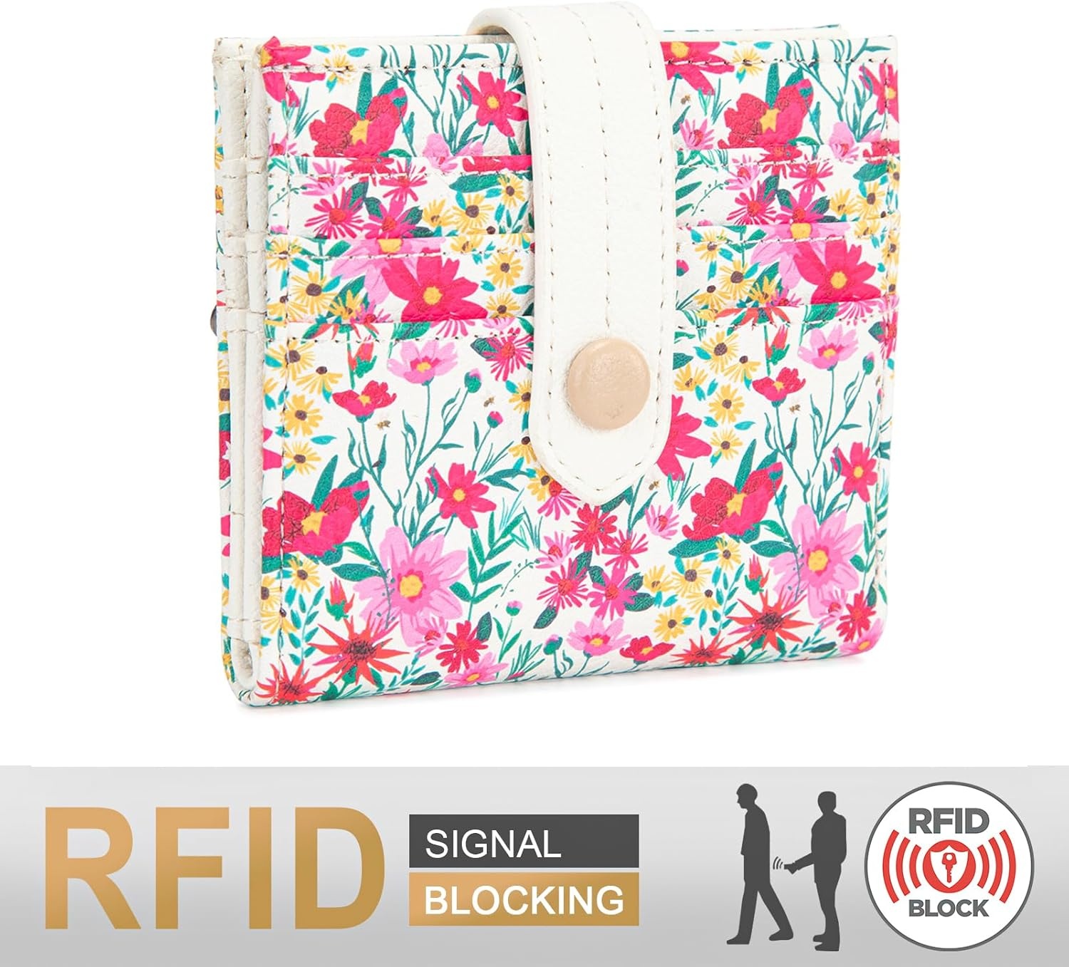 imageMontana West X Wrangler Wallet Small Womens Girls Flower Bifold Card Wallet With RFID Lining and Zipper Coin Pocket WG216W065DPPBlush Meadow Burst