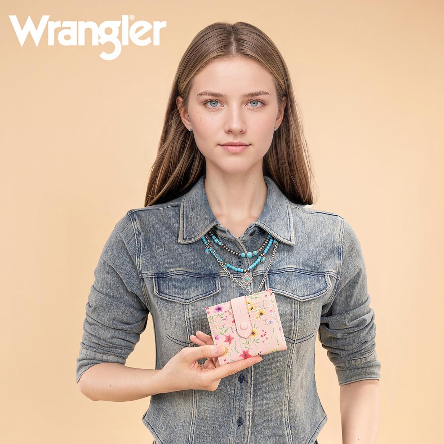 imageMontana West X Wrangler Wallet Small Womens Girls Flower Bifold Card Wallet With RFID Lining and Zipper Coin Pocket WG216W065DPPFantasy of Flower Dreams