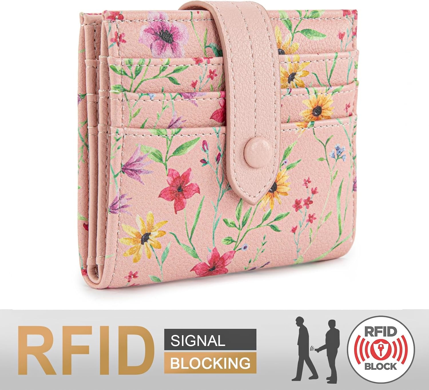 imageMontana West X Wrangler Wallet Small Womens Girls Flower Bifold Card Wallet With RFID Lining and Zipper Coin Pocket WG216W065DPPFantasy of Flower Dreams