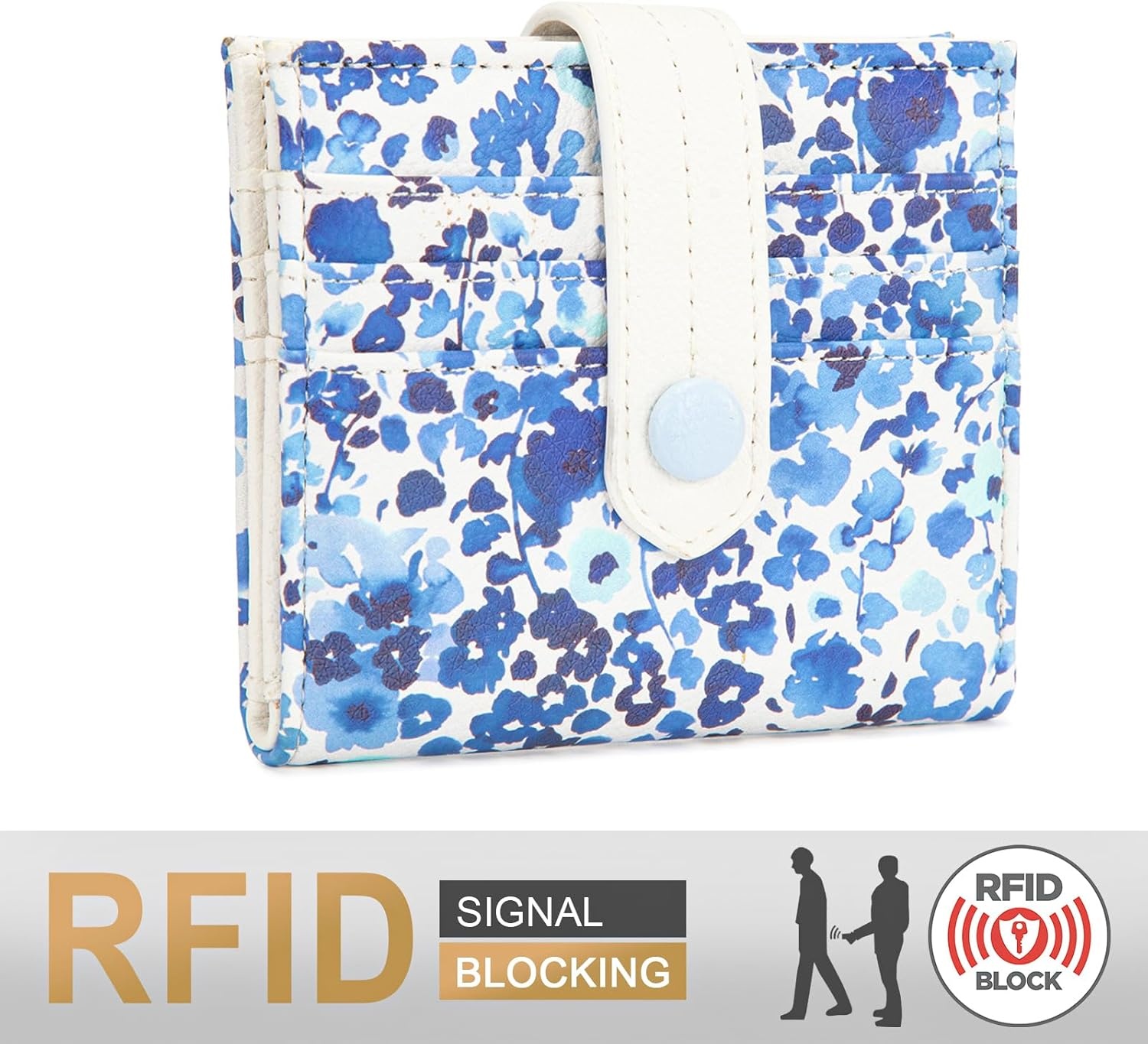 imageMontana West X Wrangler Wallet Small Womens Girls Flower Bifold Card Wallet With RFID Lining and Zipper Coin Pocket WG216W065DPPIndigo Watercolor Petal