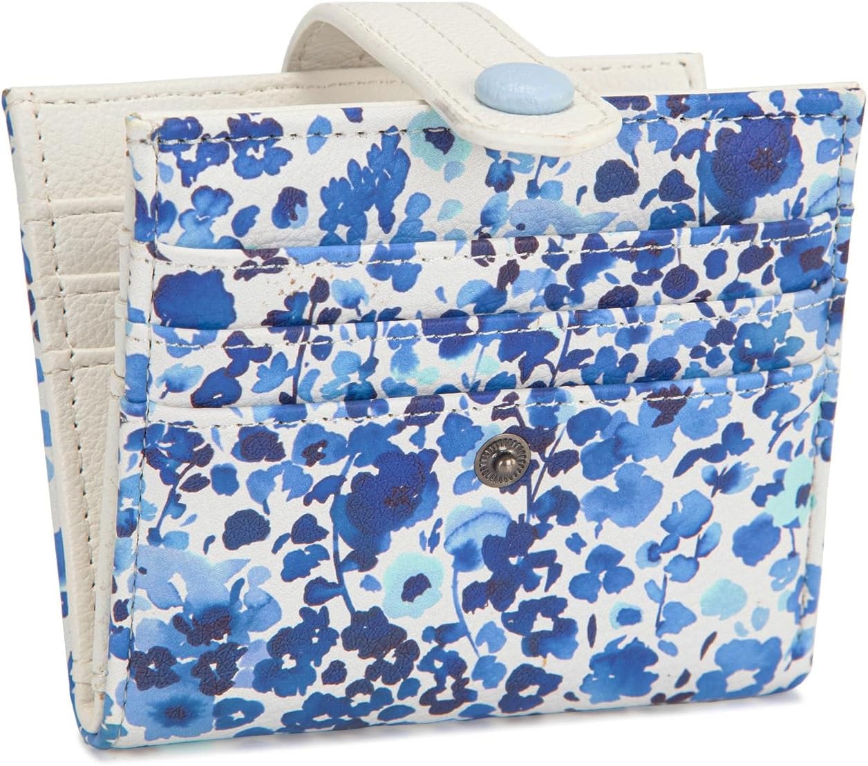 imageMontana West X Wrangler Wallet Small Womens Girls Flower Bifold Card Wallet With RFID Lining and Zipper Coin Pocket WG216W065DPPIndigo Watercolor Petal