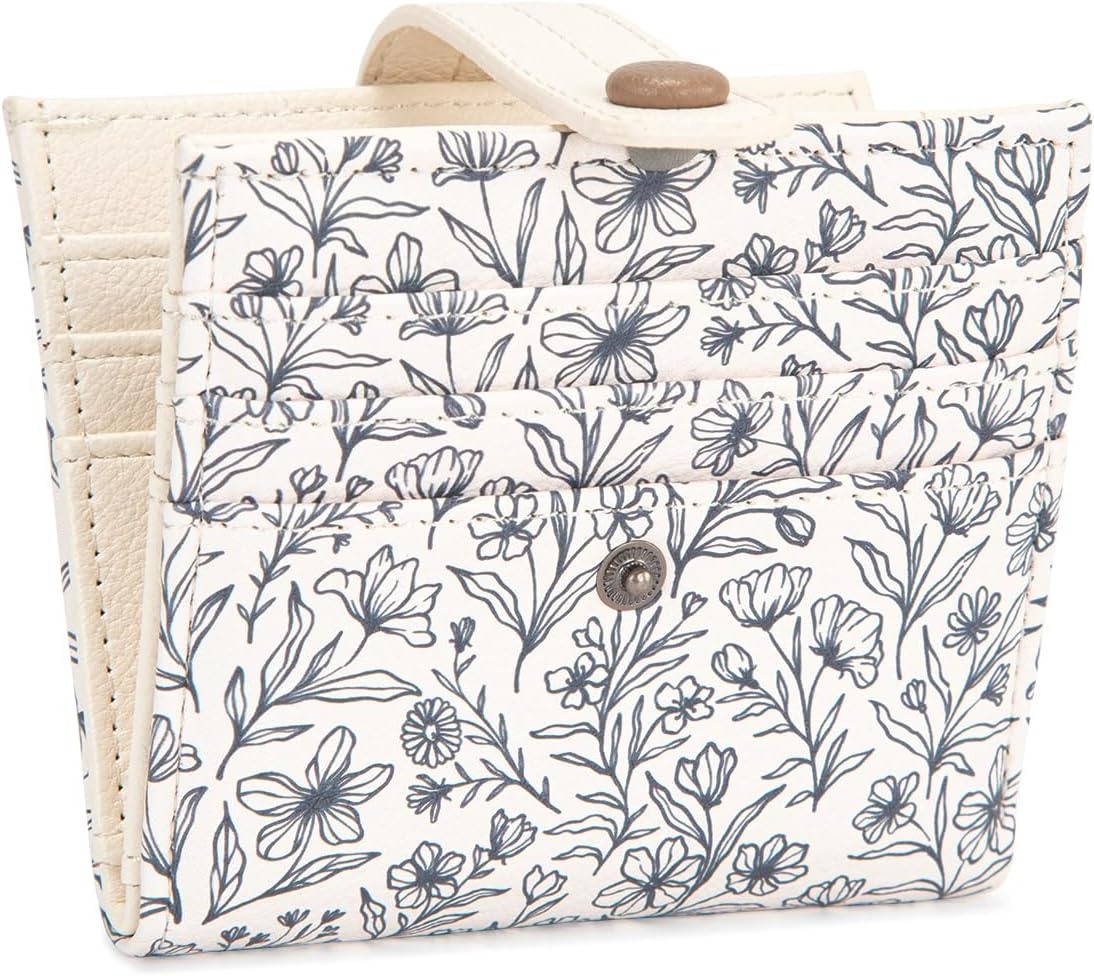 imageMontana West X Wrangler Wallet Small Womens Girls Flower Bifold Card Wallet With RFID Lining and Zipper Coin Pocket WG216W065DPPInk Sketch Bloom