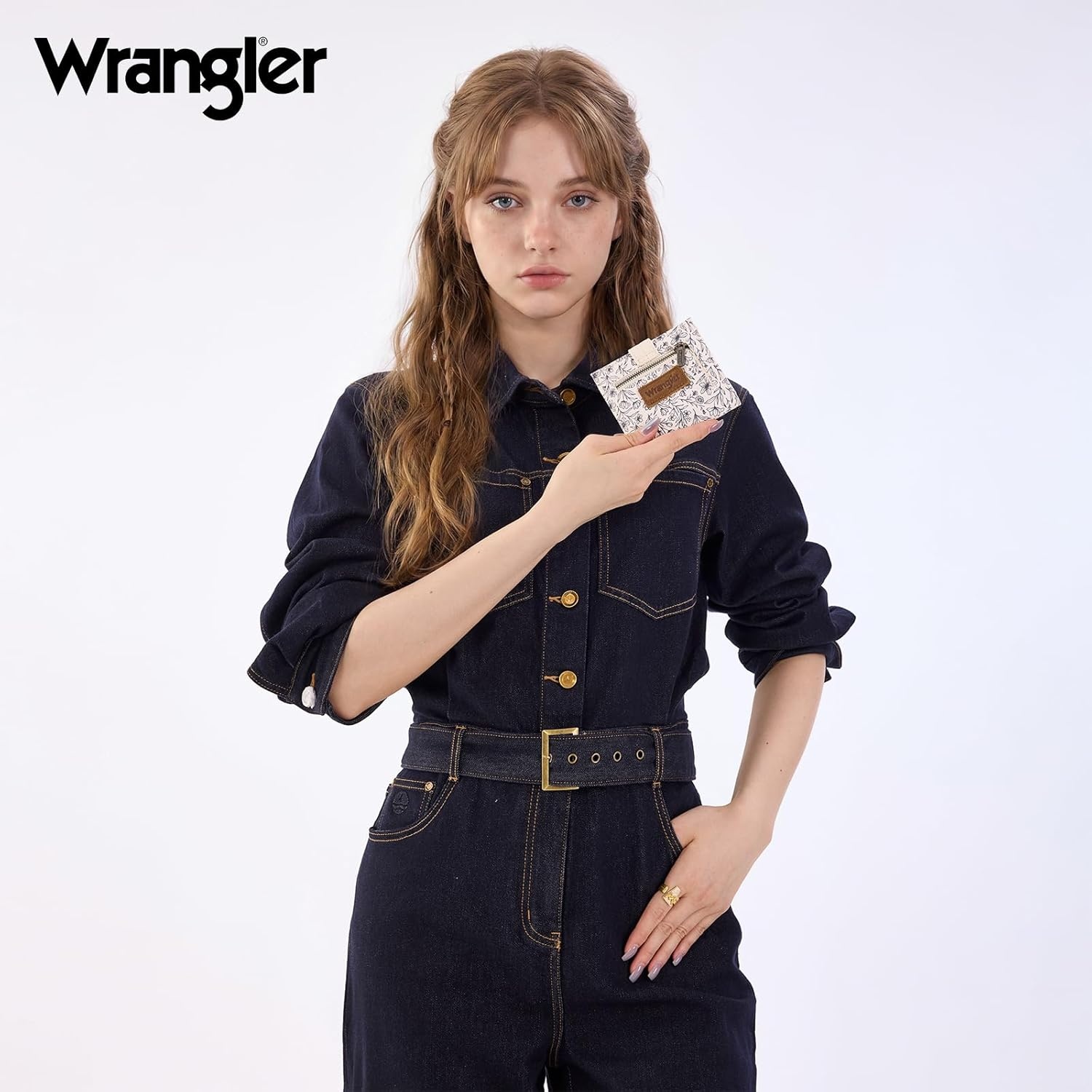 imageMontana West X Wrangler Wallet Small Womens Girls Flower Bifold Card Wallet With RFID Lining and Zipper Coin Pocket WG216W065DPPInk Sketch Bloom