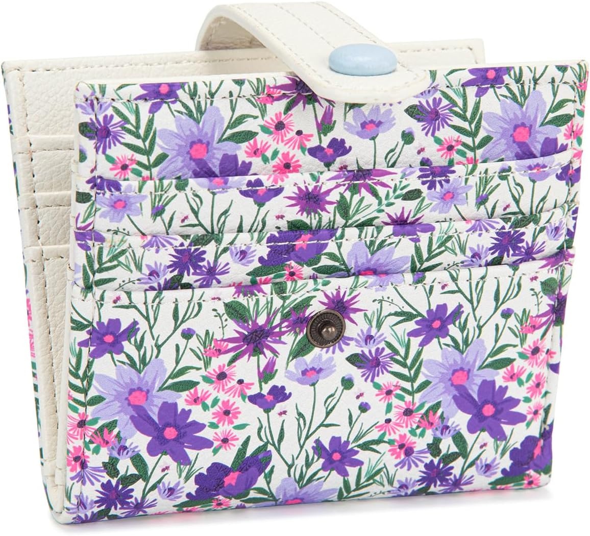 imageMontana West X Wrangler Wallet Small Womens Girls Flower Bifold Card Wallet With RFID Lining and Zipper Coin Pocket WG216W065DPPLavender Blossom Glow
