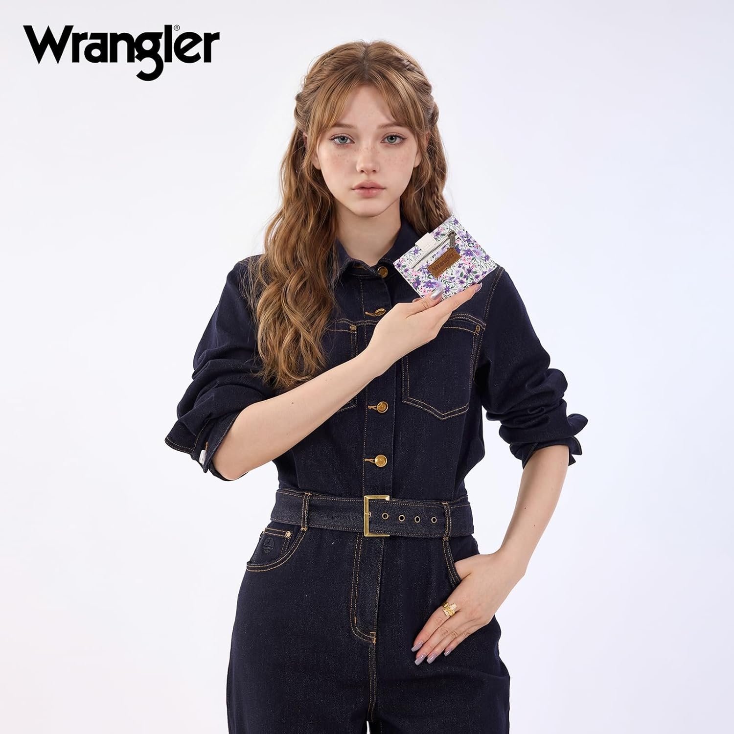 imageMontana West X Wrangler Wallet Small Womens Girls Flower Bifold Card Wallet With RFID Lining and Zipper Coin Pocket WG216W065DPPLavender Blossom Glow