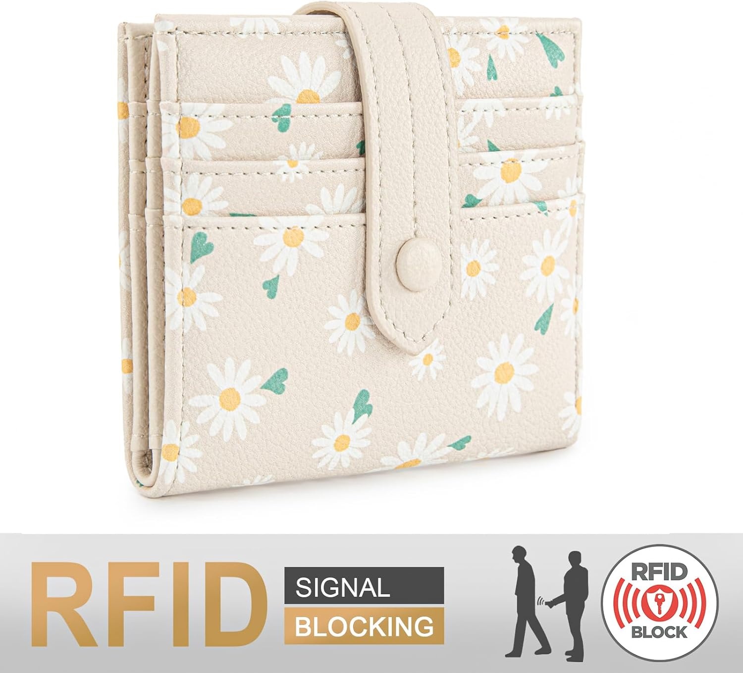 imageMontana West X Wrangler Wallet Small Womens Girls Flower Bifold Card Wallet With RFID Lining and Zipper Coin Pocket WG216W065DPPPure White Daisies
