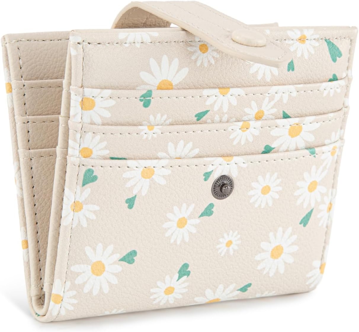 imageMontana West X Wrangler Wallet Small Womens Girls Flower Bifold Card Wallet With RFID Lining and Zipper Coin Pocket WG216W065DPPPure White Daisies