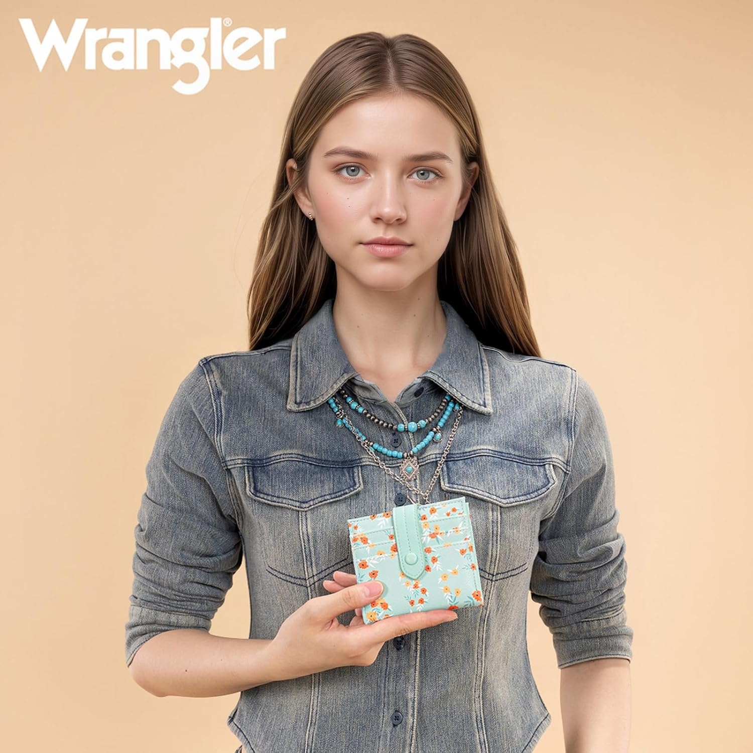 imageMontana West X Wrangler Wallet Small Womens Girls Flower Bifold Card Wallet With RFID Lining and Zipper Coin Pocket WG216W065DPPShadow of Mint Flowers