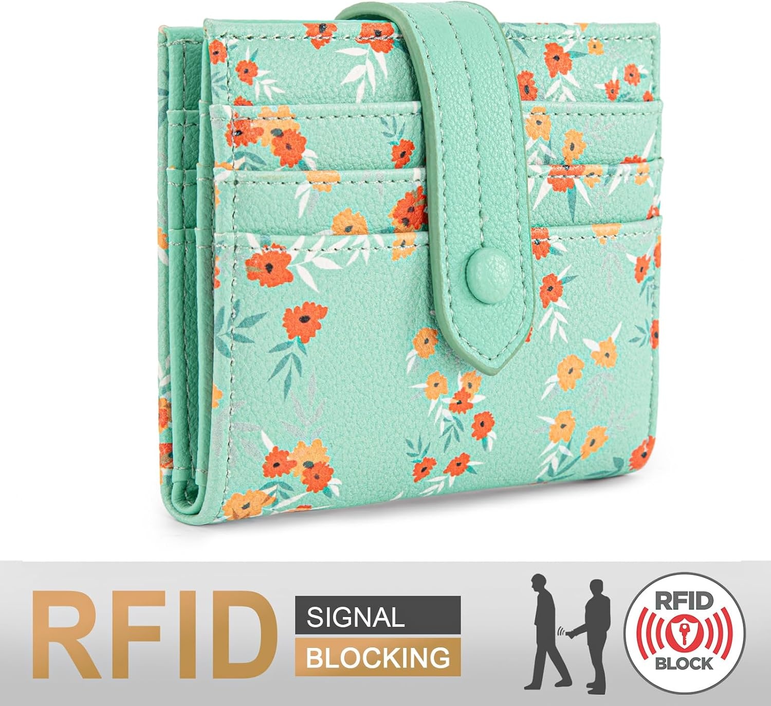 imageMontana West X Wrangler Wallet Small Womens Girls Flower Bifold Card Wallet With RFID Lining and Zipper Coin Pocket WG216W065DPPShadow of Mint Flowers