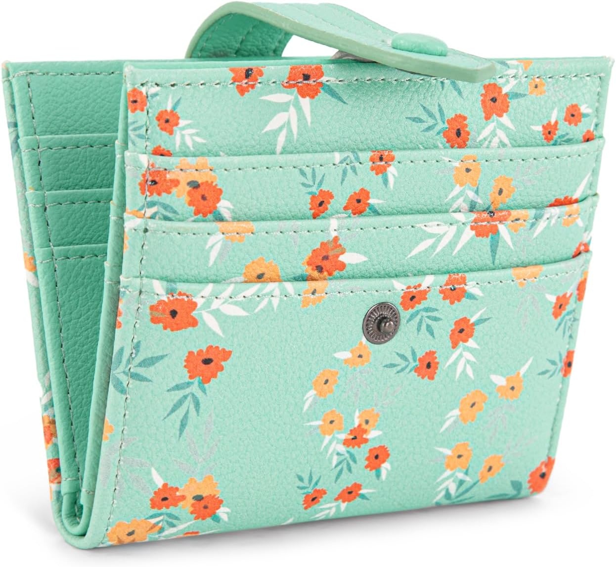 imageMontana West X Wrangler Wallet Small Womens Girls Flower Bifold Card Wallet With RFID Lining and Zipper Coin Pocket WG216W065DPPShadow of Mint Flowers