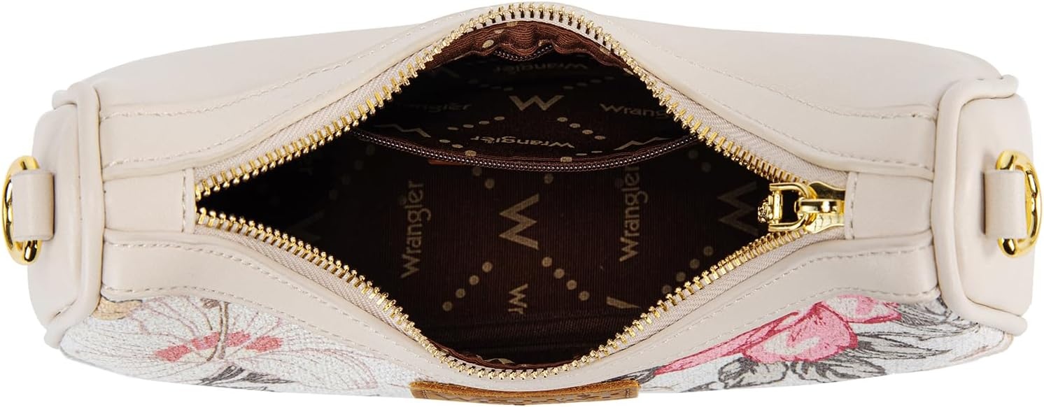 imageWrangler Vintage Floral Print Hobo Bag Braided Handle Shoulder Bag for WomenBeige