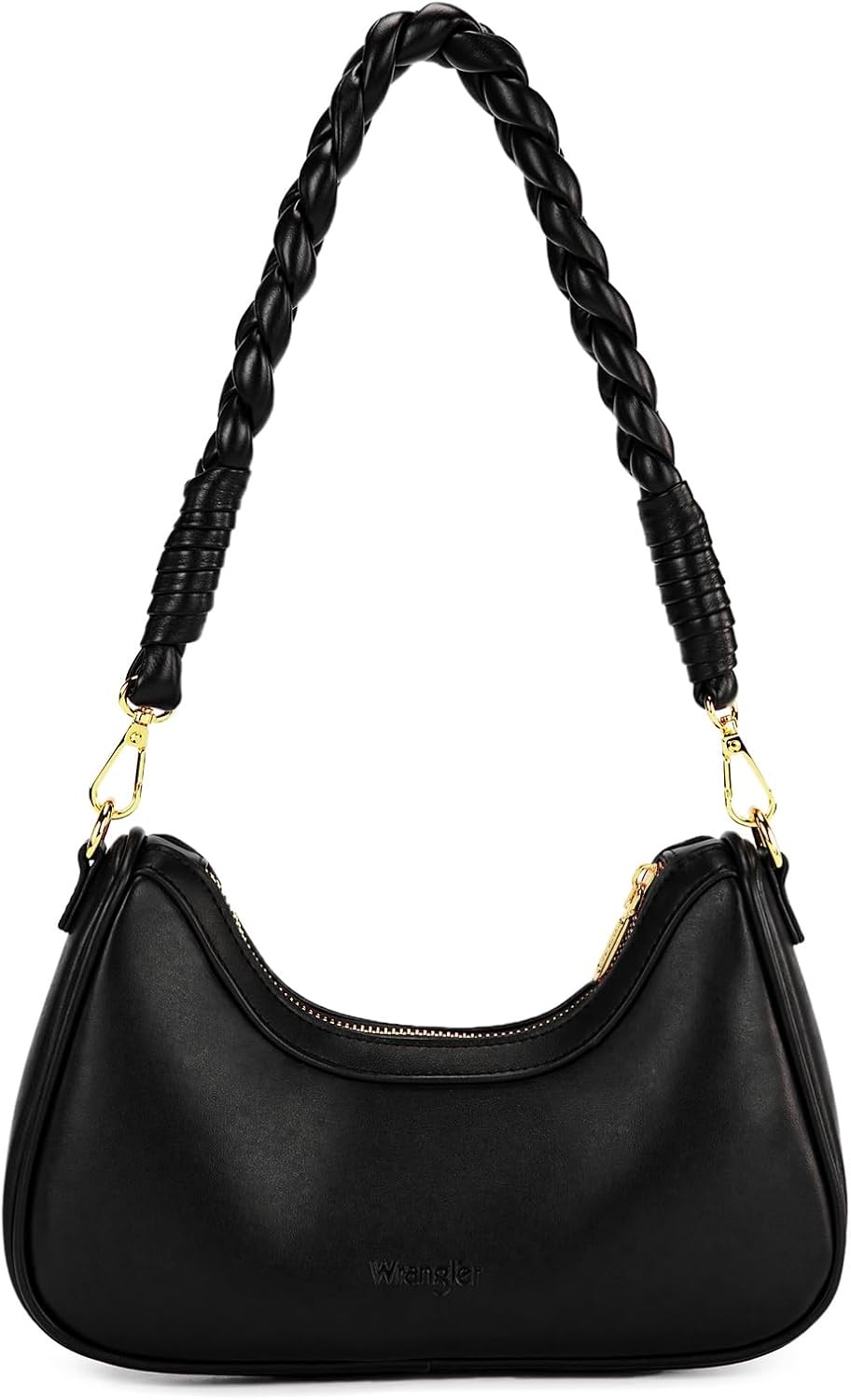 imageWrangler Vintage Floral Print Hobo Bag Braided Handle Shoulder Bag for WomenBlack