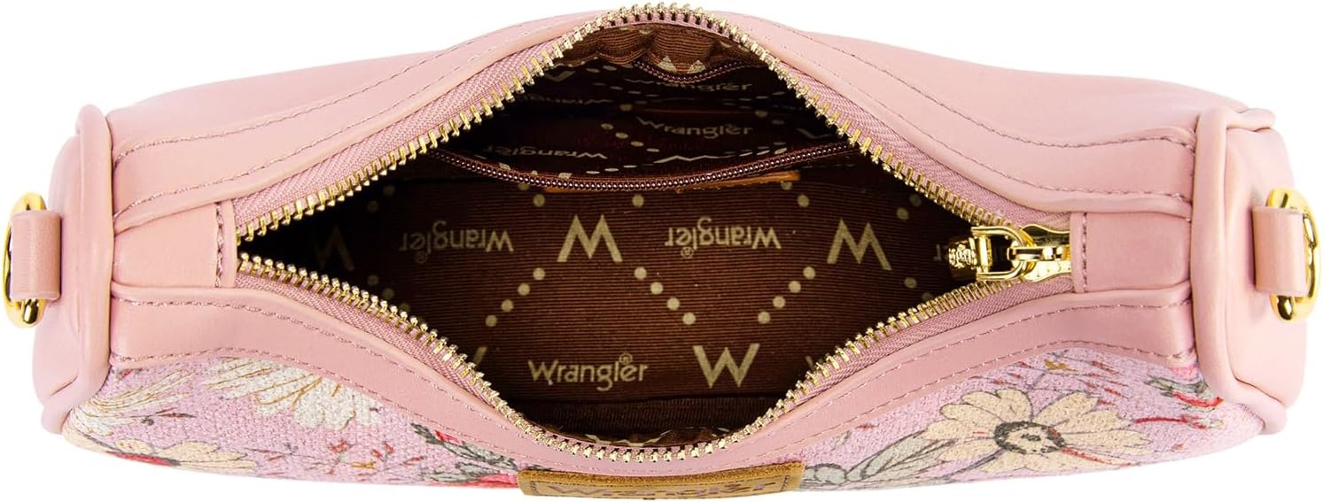 imageWrangler Vintage Floral Print Hobo Bag Braided Handle Shoulder Bag for WomenPink