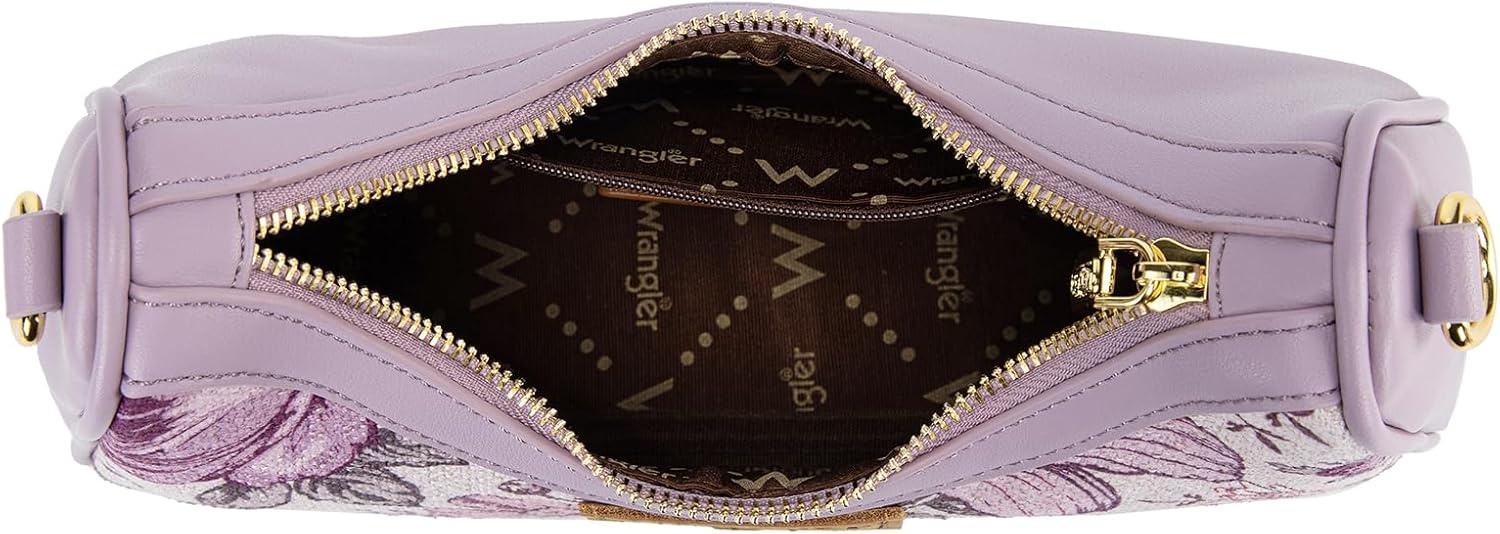 imageWrangler Vintage Floral Print Hobo Bag Braided Handle Shoulder Bag for WomenPurple
