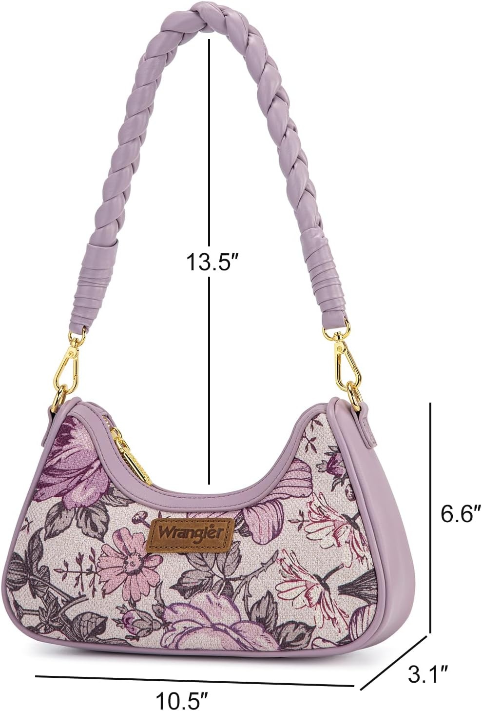 imageWrangler Vintage Floral Print Hobo Bag Braided Handle Shoulder Bag for WomenPurple