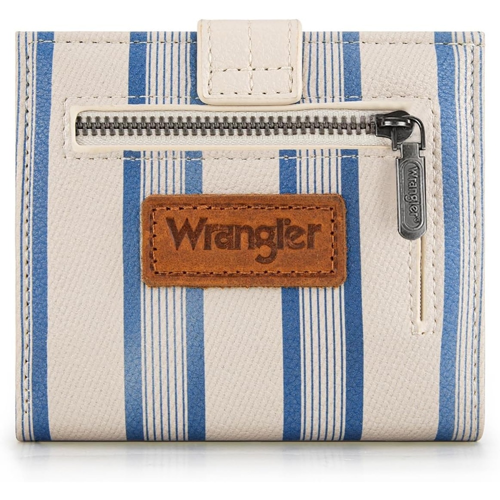 imageMontana West X Wrangler Wallet Small Womens Girls Flower Bifold Card Wallet With RFID Lining and Zipper Coin Pocket WG216W065DPPBeigeStriped