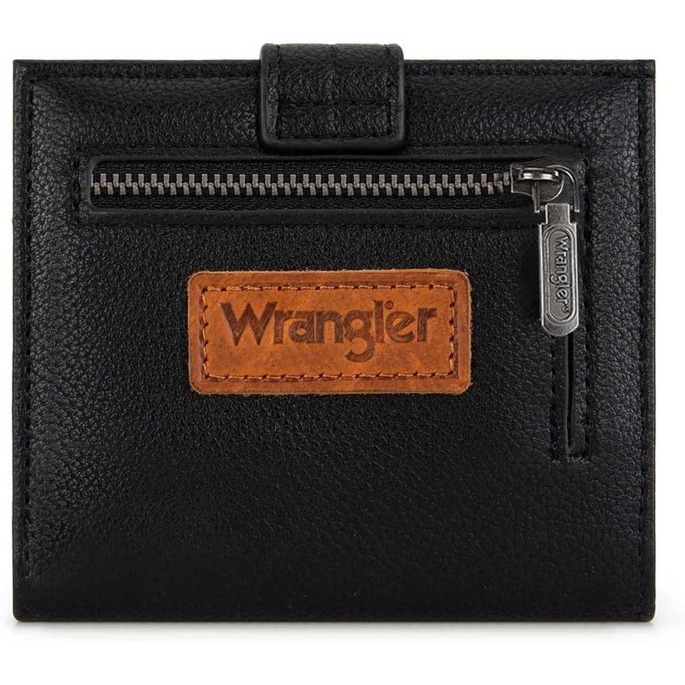 imageMontana West X Wrangler Wallet Small Womens Girls Flower Bifold Card Wallet With RFID Lining and Zipper Coin Pocket WG216W065DPPBlack