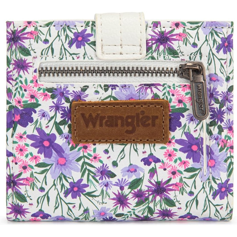 imageMontana West X Wrangler Wallet Small Womens Girls Flower Bifold Card Wallet With RFID Lining and Zipper Coin Pocket WG216W065DPPLavender Blossom Glow