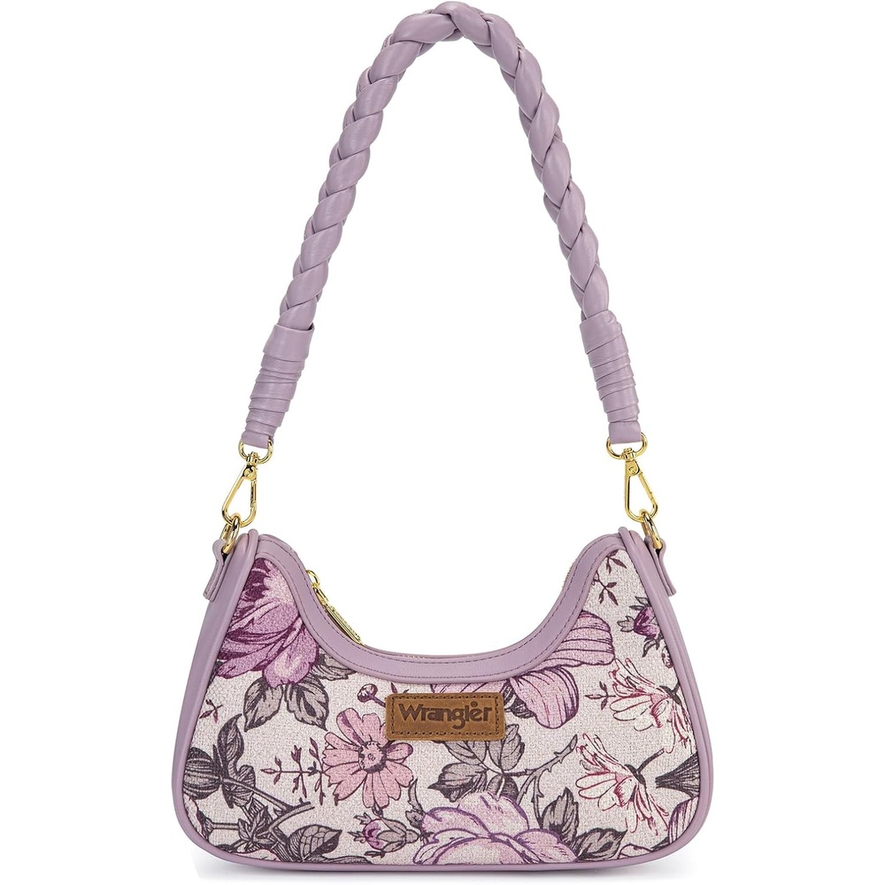 imageWrangler Vintage Floral Print Hobo Bag Braided Handle Shoulder Bag for WomenPurple