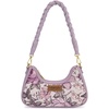 imageWrangler Vintage Floral Print Hobo Bag Braided Handle Shoulder Bag for WomenPurple
