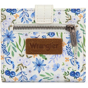 Montana West X Wrangler Wallet Small Womens Girls Flower Bifold Card Wallet With RFID Lining and Zipper Coin Pocket WG216-W065DPP(Azure Garden Breeze)