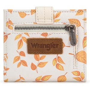 Montana West X Wrangler Wallet Small Womens Girls Flower Bifold Card Wallet With RFID Lining and Zipper Coin Pocket WG216-W065DPP(Golden Leaf Whisper)