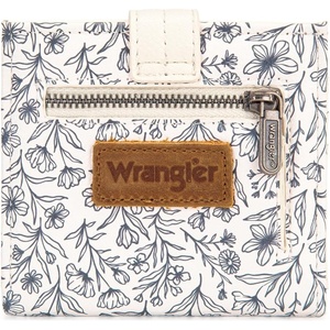 Montana West X Wrangler Wallet Small Womens Girls Flower Bifold Card Wallet With RFID Lining and Zipper Coin Pocket WG216-W065DPP(Ink Sketch Bloom)
