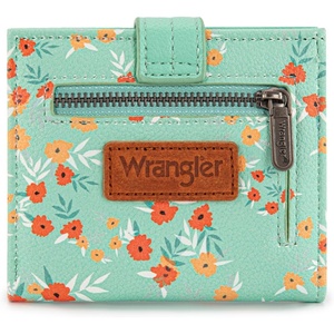 Montana West X Wrangler Wallet Small Womens Girls Flower Bifold Card Wallet With RFID Lining and Zipper Coin Pocket WG216-W065DPP(Shadow of Mint Flowers)