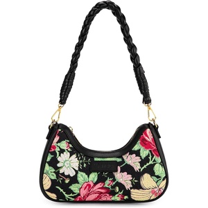 Wrangler Vintage Floral Print Hobo Bag Braided Handle Shoulder Bag for Women(Black)