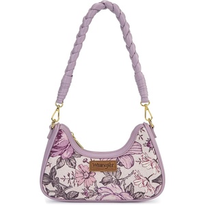 Wrangler Vintage Floral Print Hobo Bag Braided Handle Shoulder Bag for Women(Purple)