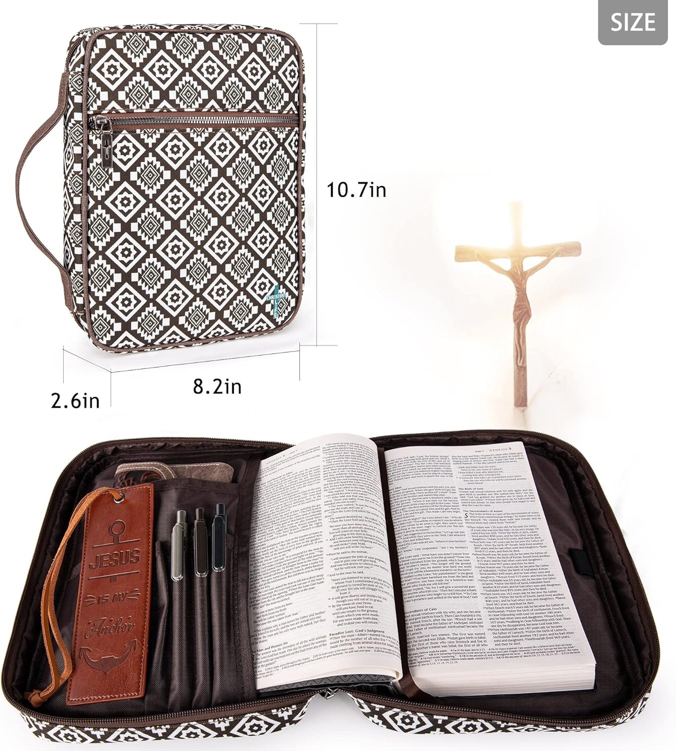 image:imageMontana West Bible Cover for Women Men with Leather Bookmark Book Carrying Cases Church Bag for Outdoor ProtectiveBlack 6004