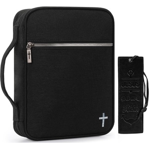 Montana West Bible Cover for Women Men with Leather Bookmark Book Carrying Cases Church Bag for Outdoor Protective(Black)