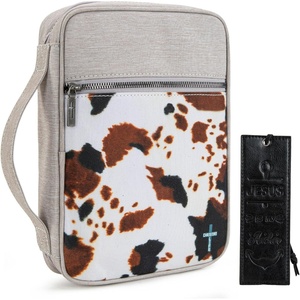 Montana West Bible Cover for Women Men with Leather Bookmark Book Carrying Cases Church Bag for Outdoor Protective(Cow Brown)