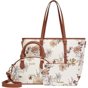 Montana West Purses for Women 3PCS Set Large Work Tote Bag with Crossbody Bag and Wallet(Print Brown)