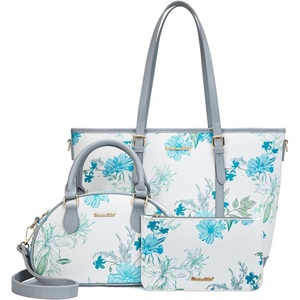 Montana West Purses for Women 3PCS Set Large Work Tote Bag with Crossbody Bag and Wallet(Print Grey)