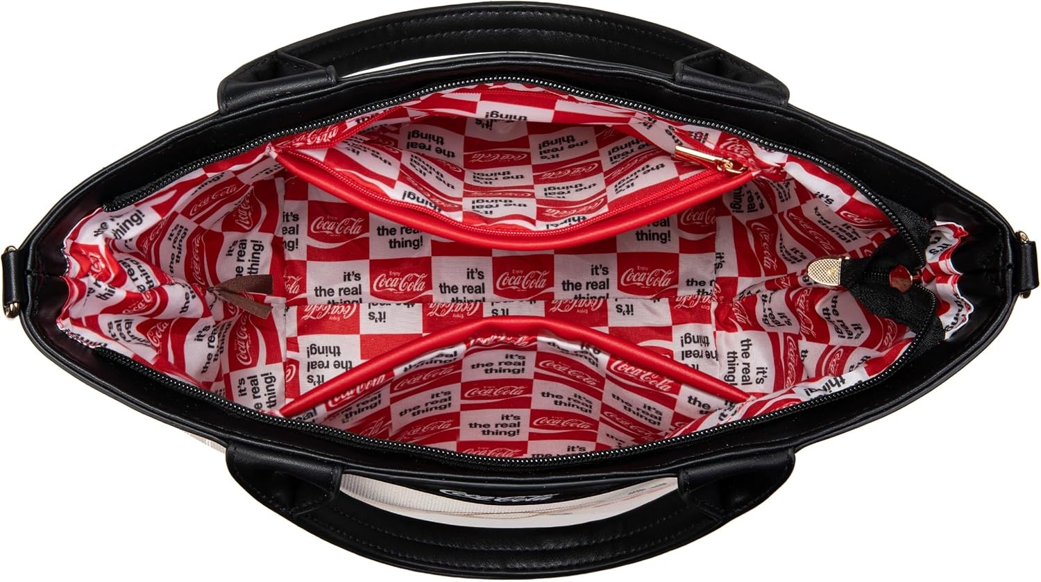 image:imageMontana West CocaCola Tote Bag for Women Soccer Style Hobo Bag Canvas Handbag with Detachable Crossbody StrapBlackwhite