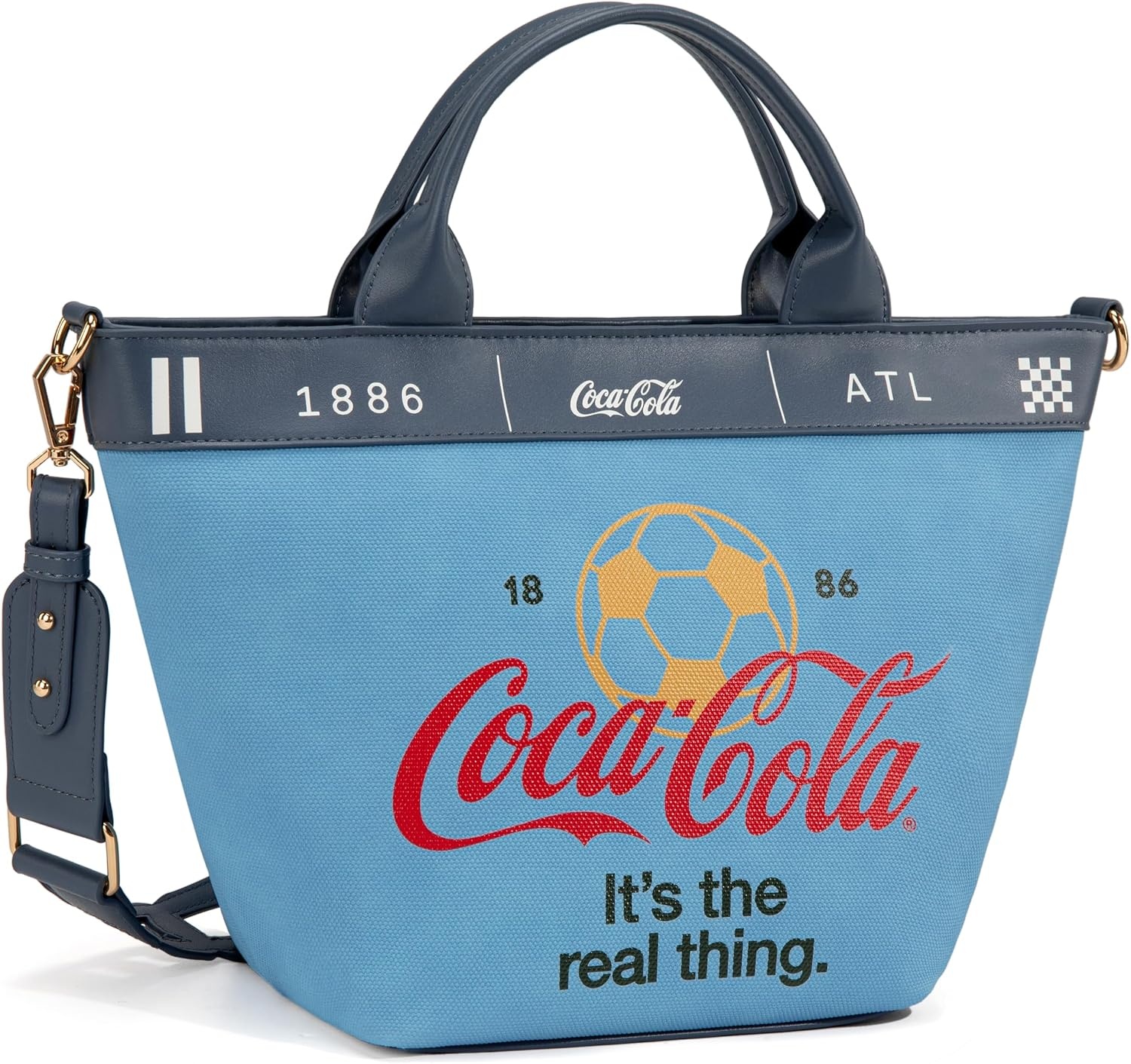 image:imageMontana West CocaCola Tote Bag for Women Soccer Style Hobo Bag Canvas Handbag with Detachable Crossbody StrapBluenavy