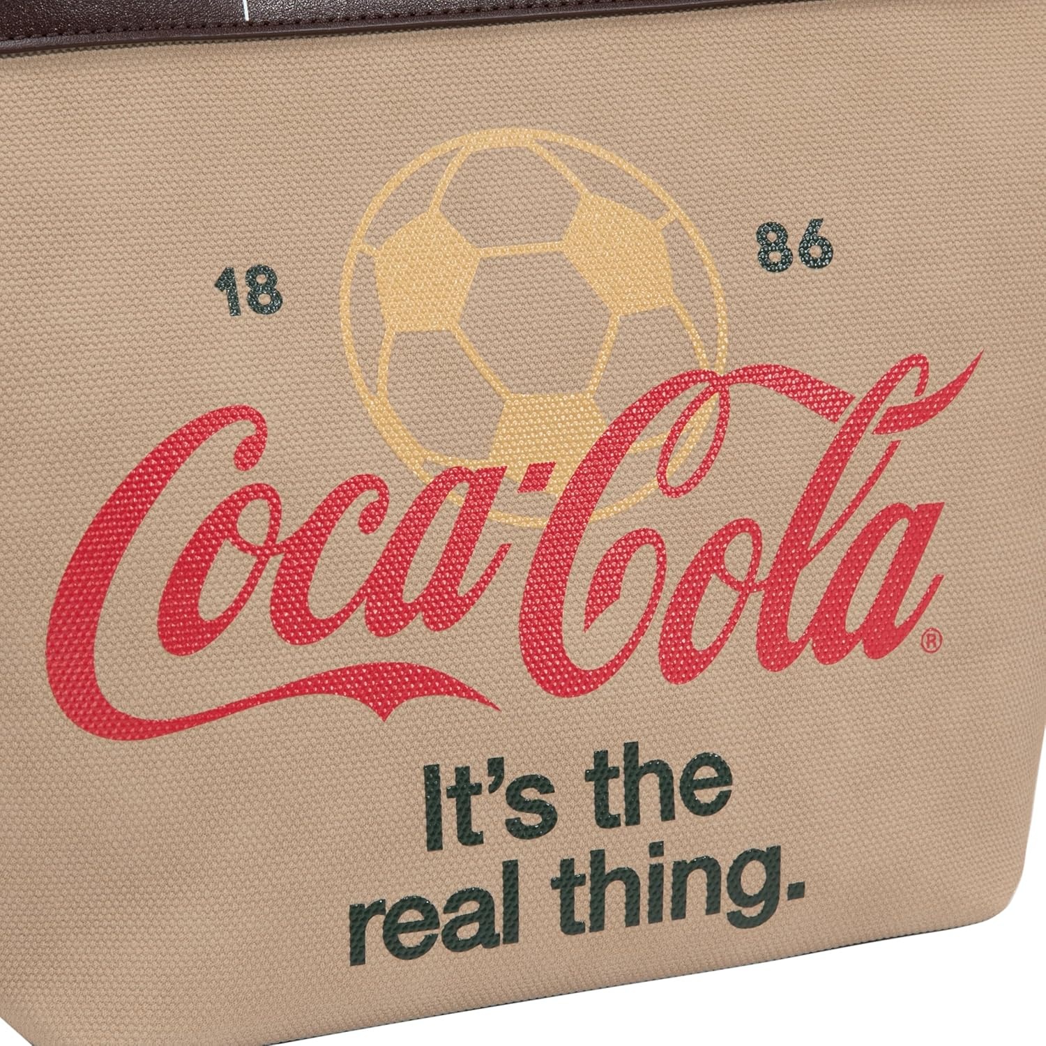 image:imageMontana West CocaCola Tote Bag for Women Soccer Style Hobo Bag Canvas Handbag with Detachable Crossbody StrapKhakiblack