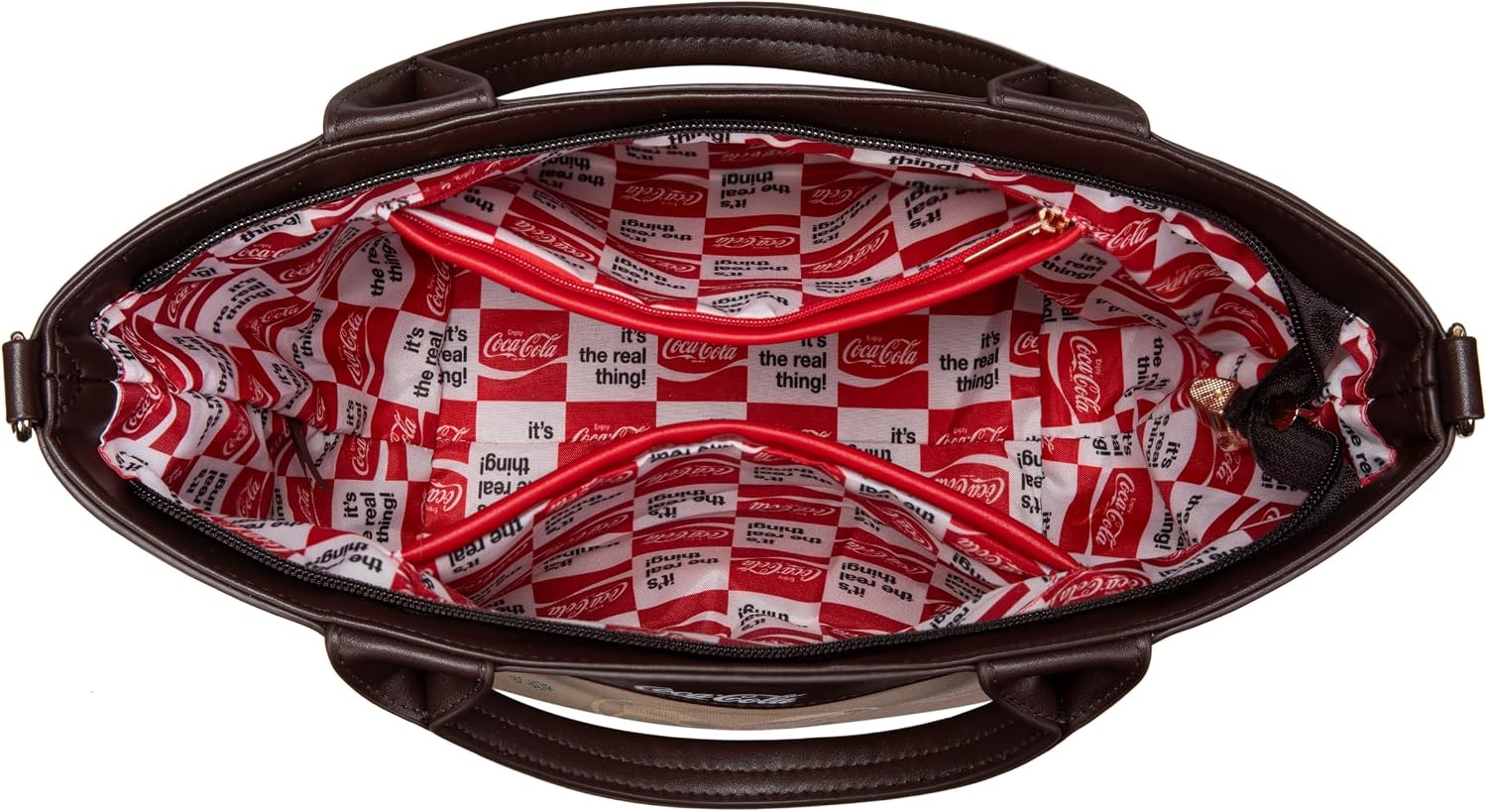 image:imageMontana West CocaCola Tote Bag for Women Soccer Style Hobo Bag Canvas Handbag with Detachable Crossbody StrapKhakiblack