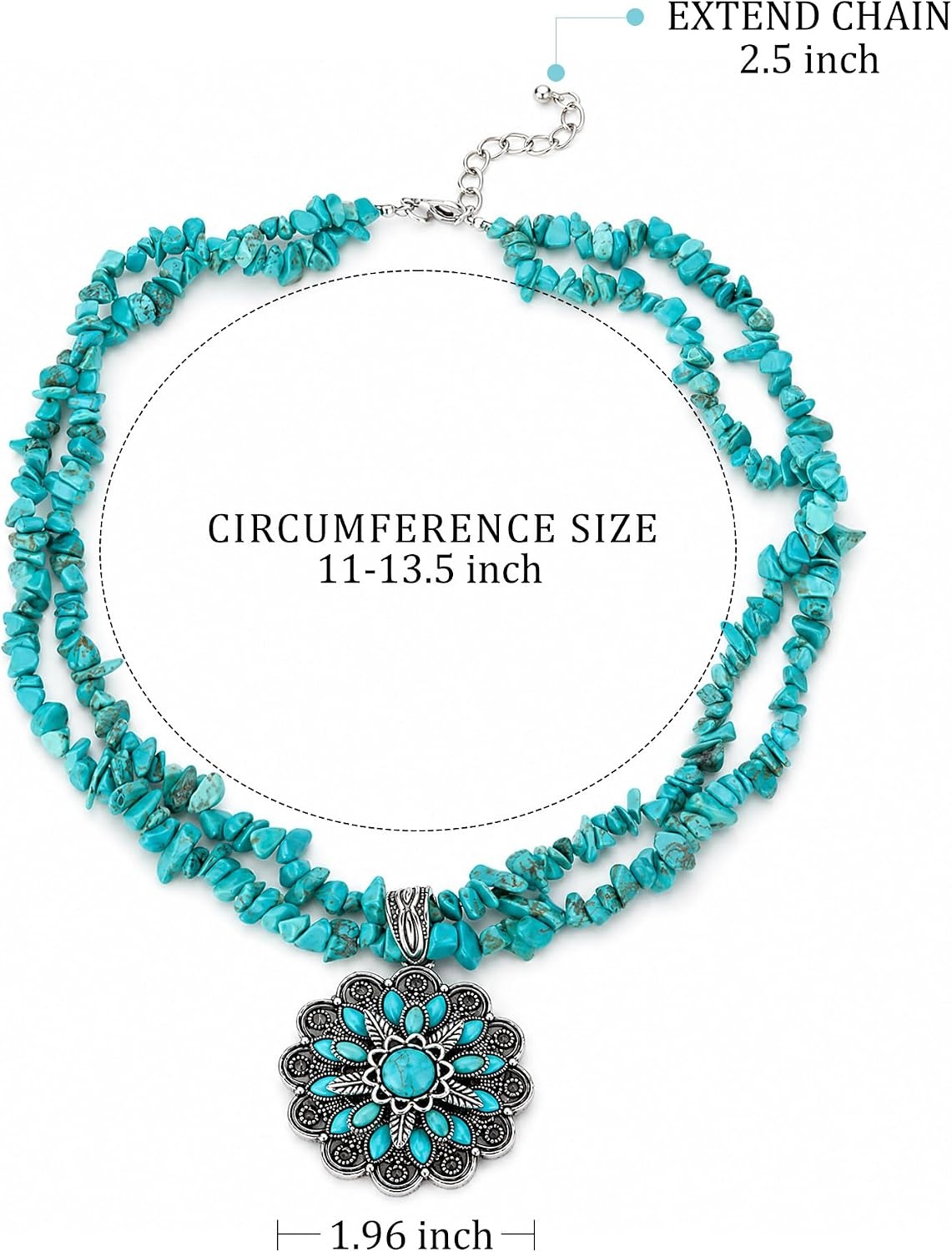 image:imageMontana West Rustic Coutures Jewelry for Women Western Turquoise Pendant NecklaceSilver Blue