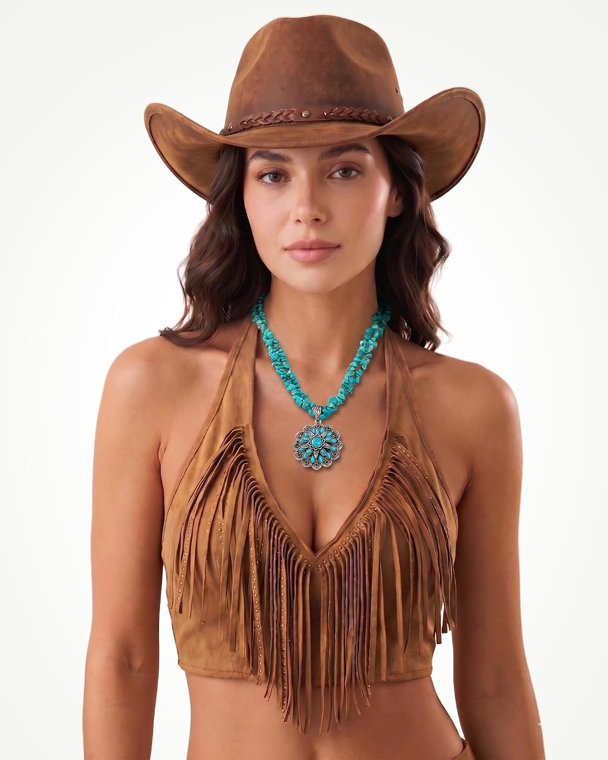 image:imageMontana West Rustic Coutures Jewelry for Women Western Turquoise Pendant NecklaceSilver Blue