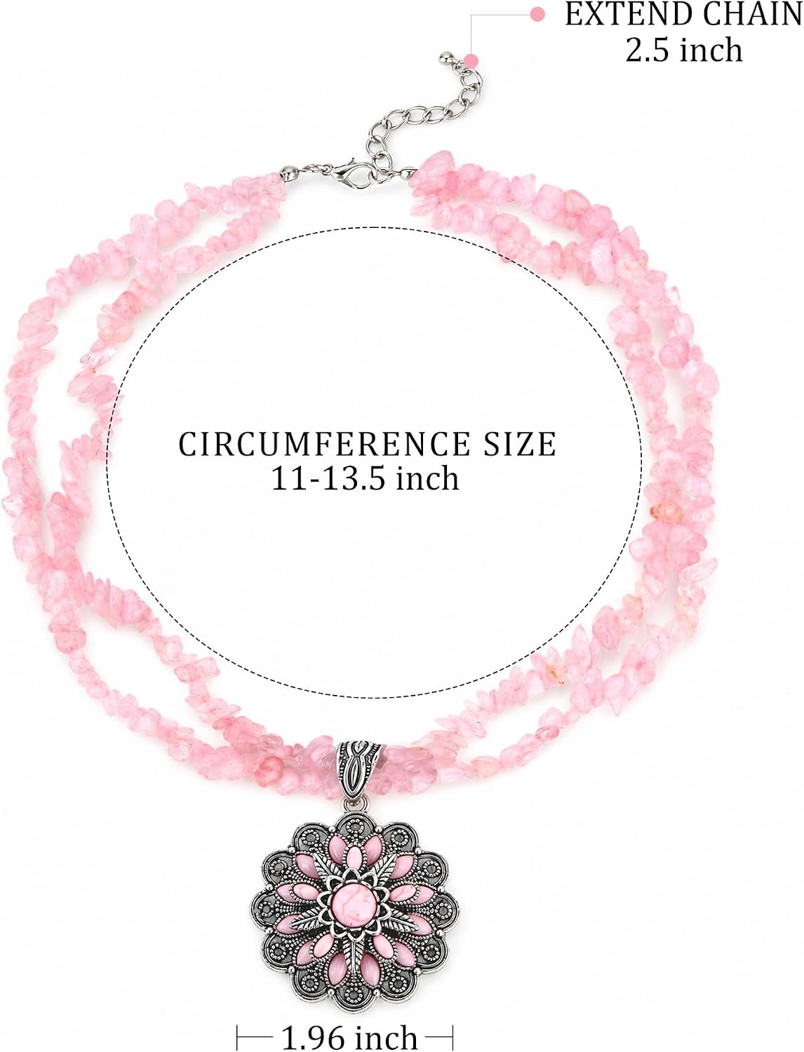 image:imageMontana West Rustic Coutures Jewelry for Women Western Turquoise Pendant NecklaceSilver Pink