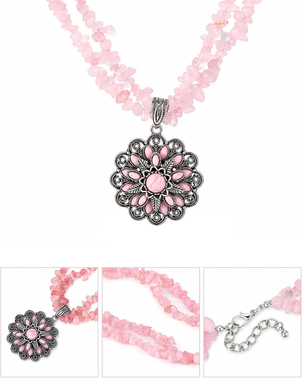 image:imageMontana West Rustic Coutures Jewelry for Women Western Turquoise Pendant NecklaceSilver Pink
