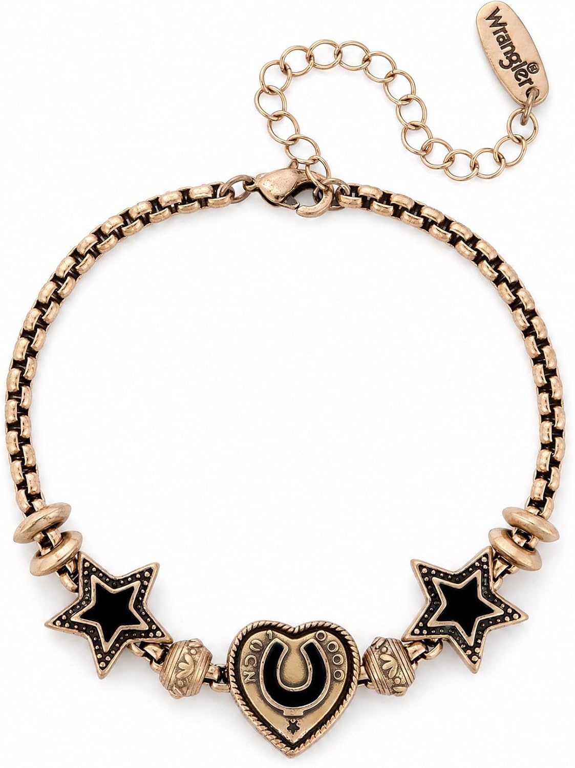 image:imageMontana West Wrangler Heart Bracelets for Women Sliding Charm Bracelet Fixed Charms Turquoise Jewelry for Women with Gift Box Sterling Silver14K GoldGold Black