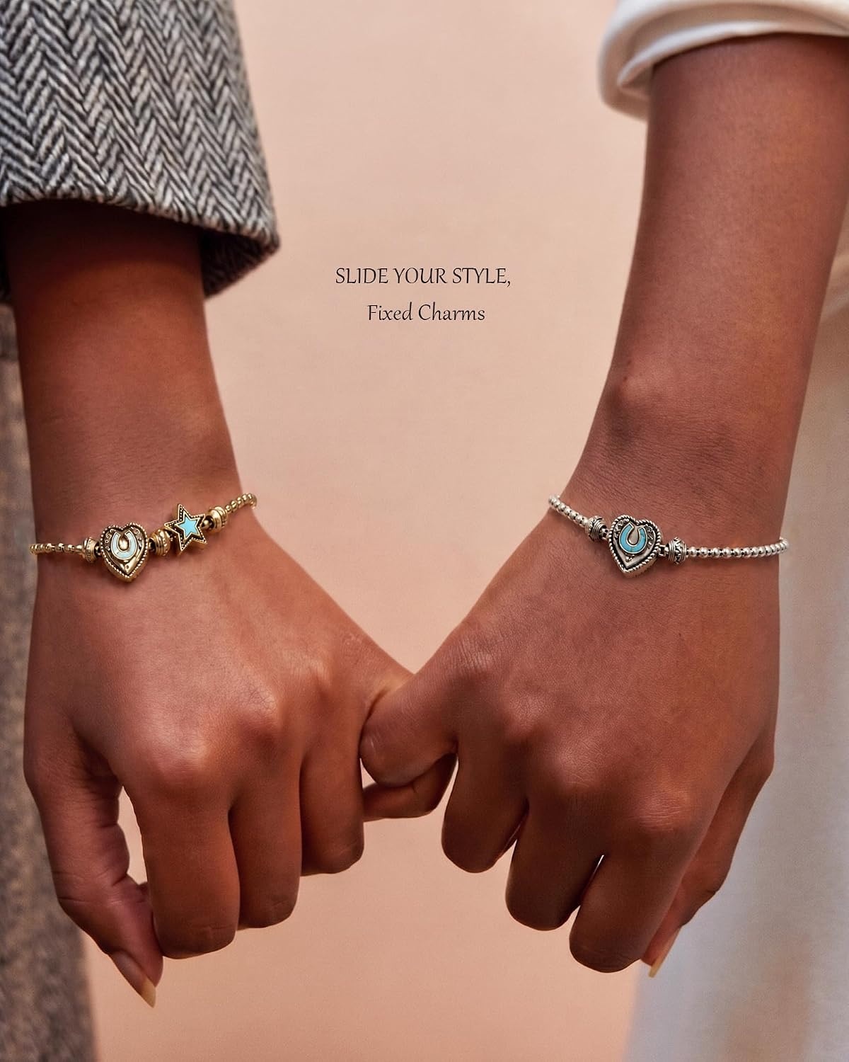 image:imageMontana West Wrangler Heart Bracelets for Women Sliding Charm Bracelet Fixed Charms Turquoise Jewelry for Women with Gift Box Sterling Silver14K GoldGold Black