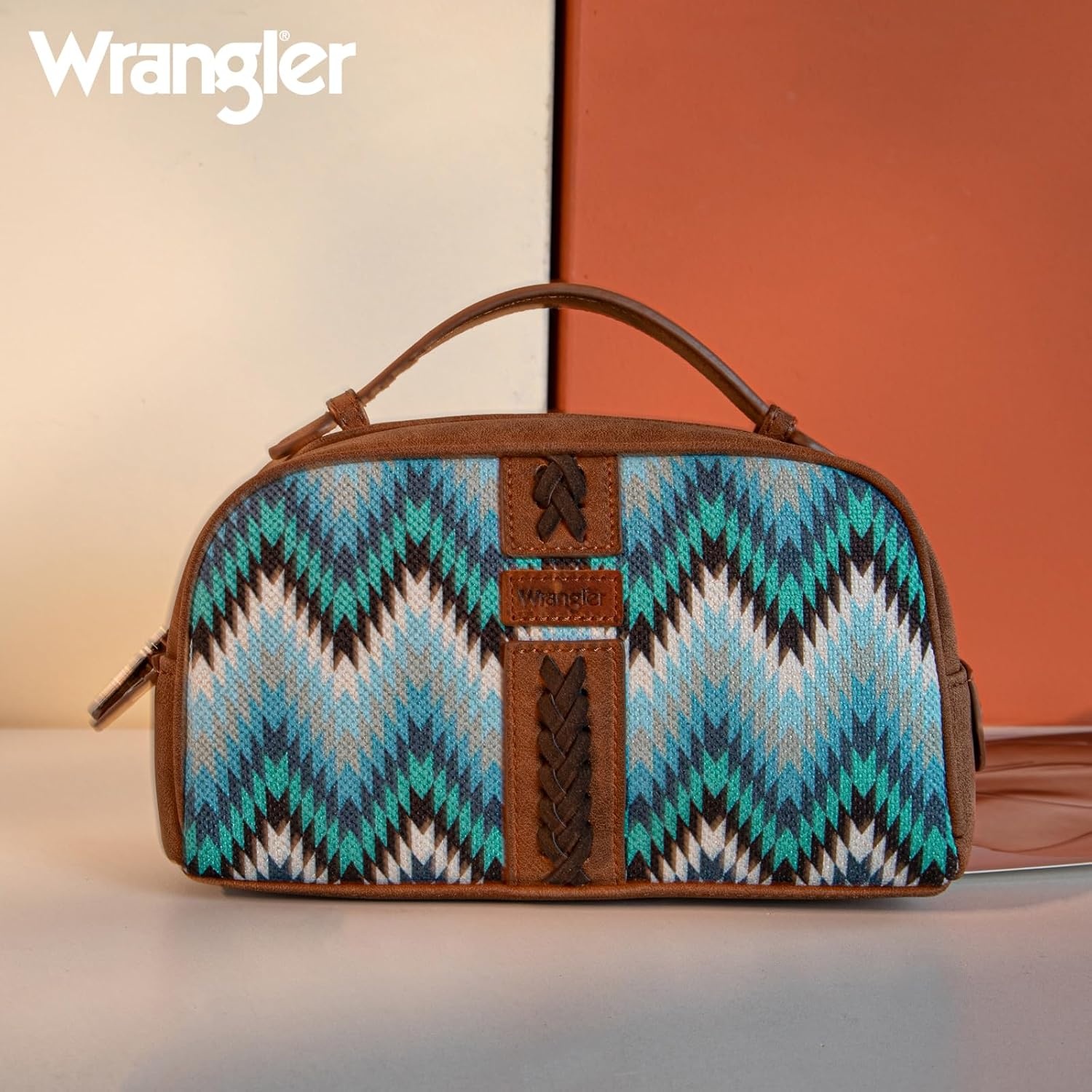 image:imageMontana West X Wrangler Makeup Bag Travel Cosmetic Bag Small Western Toiletry Bag for Women Organizer for Toiletries Accessories Travel EssentialsLeopard WGHB22111901LPBKAztecJean