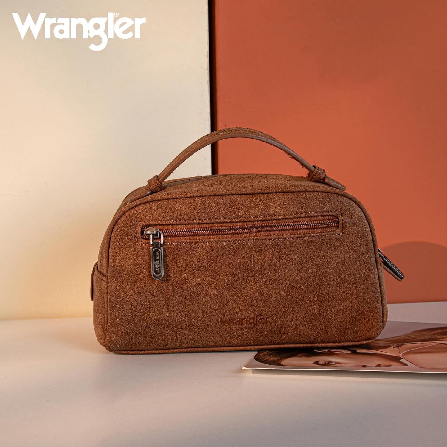 image:imageMontana West X Wrangler Makeup Bag Travel Cosmetic Bag Small Western Toiletry Bag for Women Organizer for Toiletries Accessories Travel EssentialsLeopard WGHB22111901LPBKAztecJean